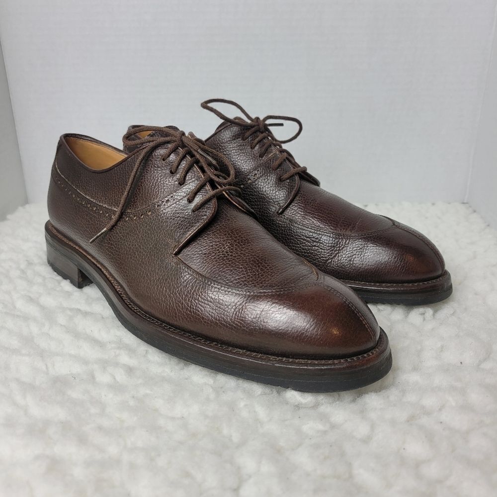 To Boot New York Mens Oxford Brown Shoes Size 8.5 Apron Split Toe Pebble Leather